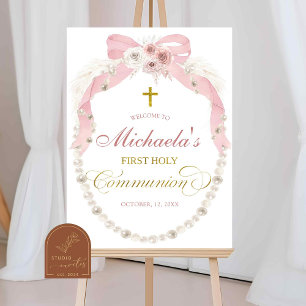Poster C83 Pearl Pink Boho Première Communion Sainte Bien