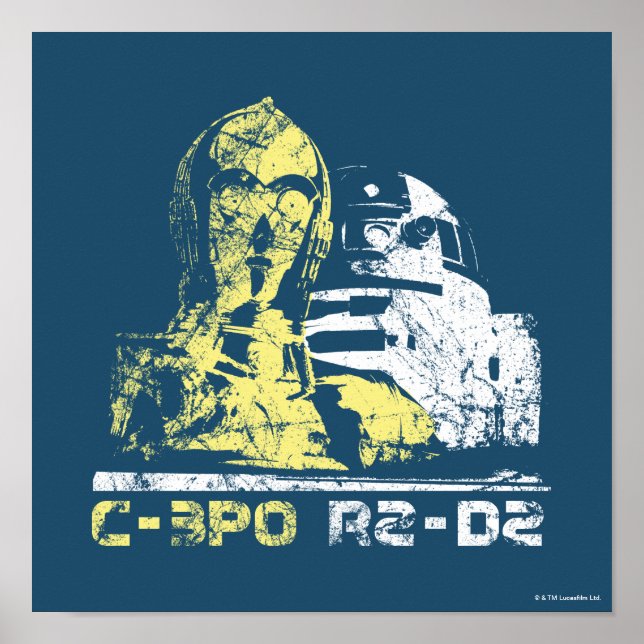 Poster C-3PO & R2-D2 Vintage (Devant)