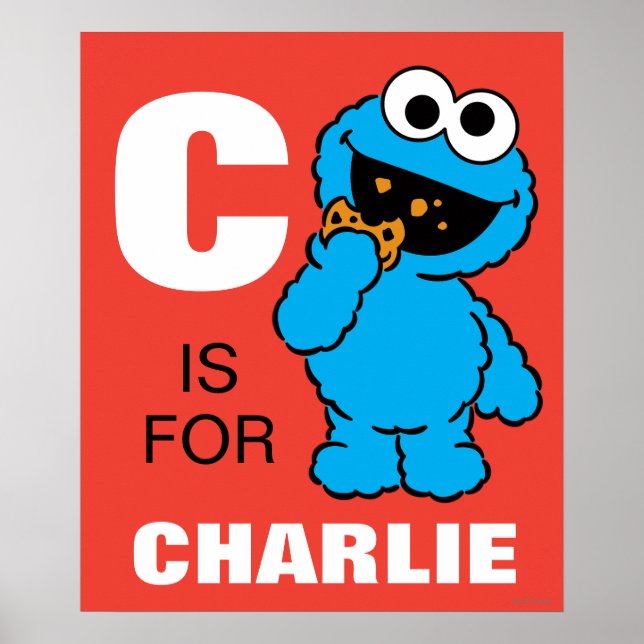 Poster C est pour Cookie Monster | Ajouter Votre Nom (Devant)