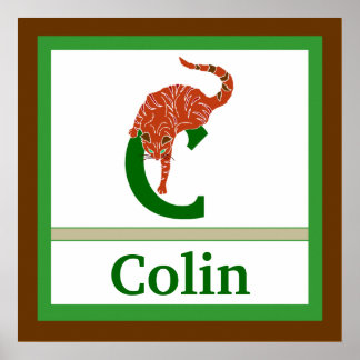 Poster C est pour le chat et le nom du garçon Wall Art po