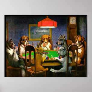 Poster C.M. Coolidge Chiens Jouant Au Poker