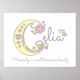 Poster C monogramme art Celia Giria nom signifiant affich