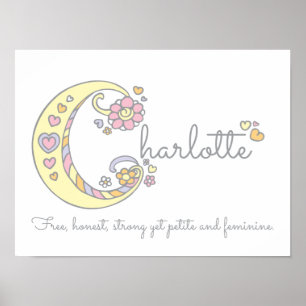 Poster C monogramme art Charlotte filles nom signifiant a