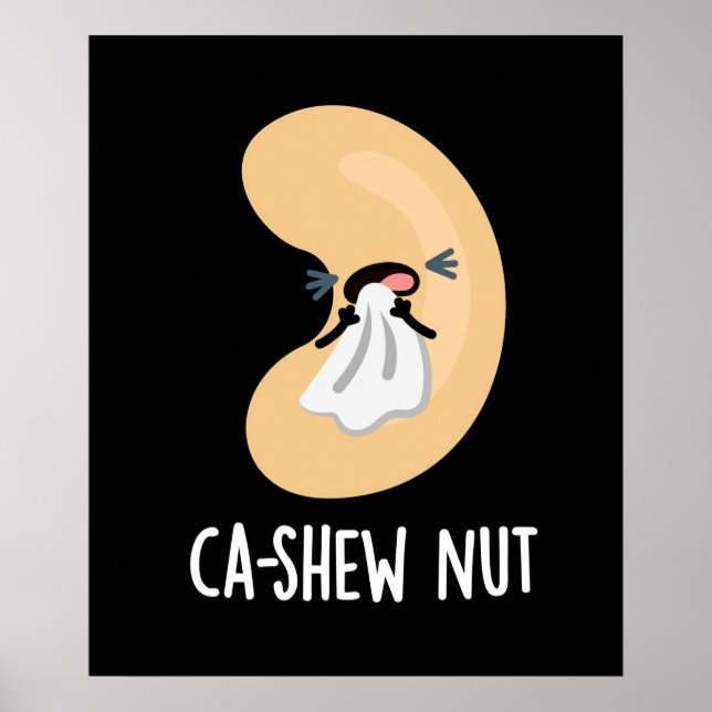 Poster Ca shew Funny éternuant Cashew Nut Pun Dark BG (Devant)