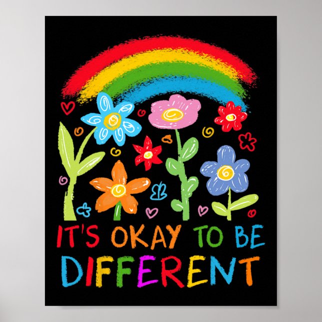 Poster Ça Va Être Un Autisme Différent Rainbow Boho Neuro (Devant)