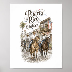 Poster Cabalgata Puerto Rico Équitation 8x10