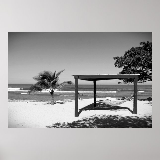 Poster Cabana by the Beach - Labedee Haiti 2012 BW 3534 (Devant)
