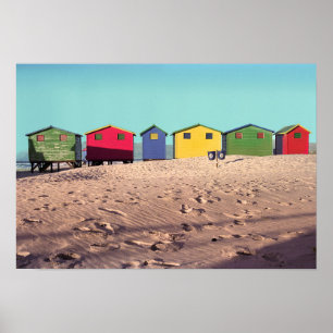 Poster Cabane de plage de six couleurs   Cap, Afrique du 