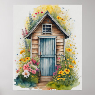 Poster Cabane extérieure Aquarelle 1