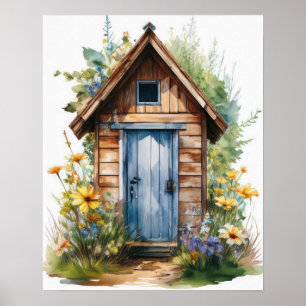 Poster Cabane extérieure Aquarelle 2