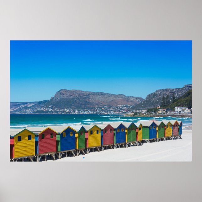 Poster Cabanes de plage à Muizenberg, Cap (Devant)