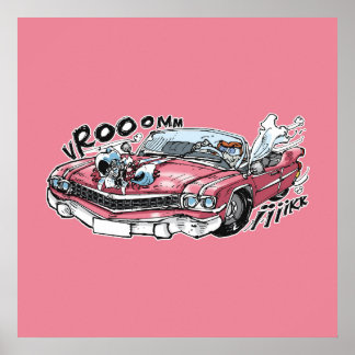 Poster cabbar baba drive sur cadillac rose
