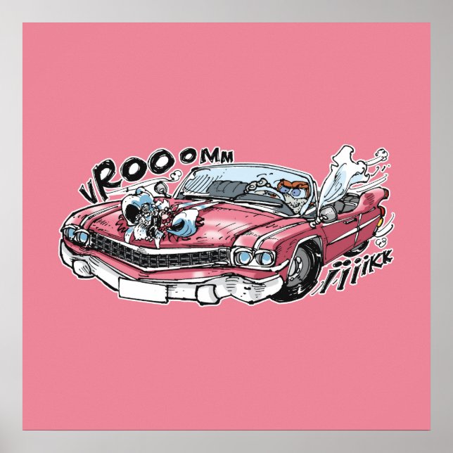 Poster cabbar baba drive sur cadillac rose (Devant)