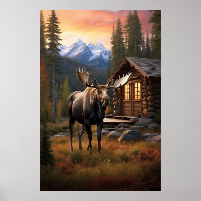 Poster *~* Cabine AP49 MOOSE Stream Nature Forest (Devant)