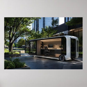 Poster Cabine de bureau mobile futuriste dans la nature u