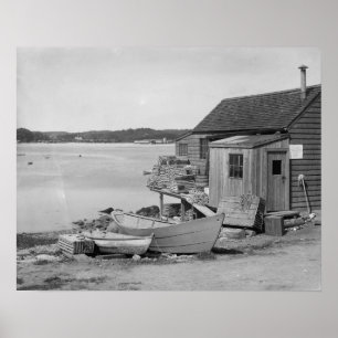 Poster Cabine de pêcheur, 1900. Photo vintage