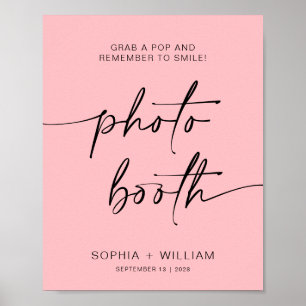Poster Cabine de photo rose simple rappelez-vous de sig