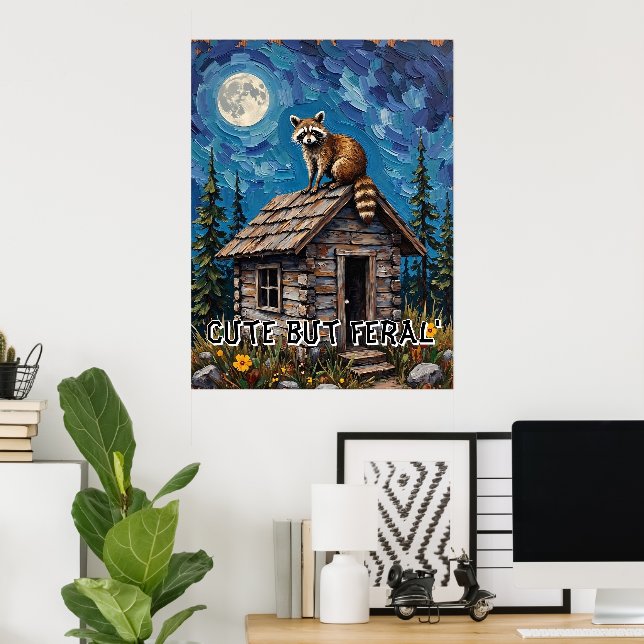 Poster Cabine Guardian : Raccoon regarde nuit (Bureau à domicile)
