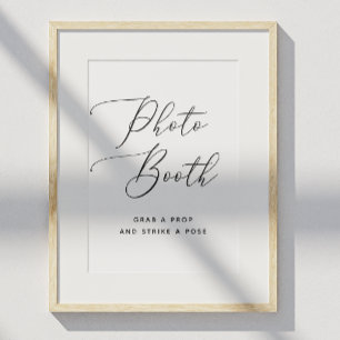 Poster Cabine photo. Mariage de script simple en noir et 
