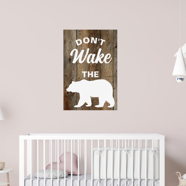 Poster Cabine rustique, ne réveillez pas l'ours Barnwood  (Pépinière 2)