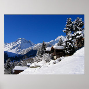 Poster Cabines en rondins enneigées en Suisse
