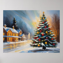 Cabines enneigés avec sapin de Noël