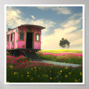 Poster Caboose rose imprimable
