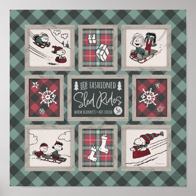 Poster cacahuètes | Ancien Motif de traîneau (Devant)