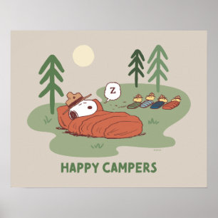 Poster cacahuètes   Campeurs de couchage Snoopy & Woodsto