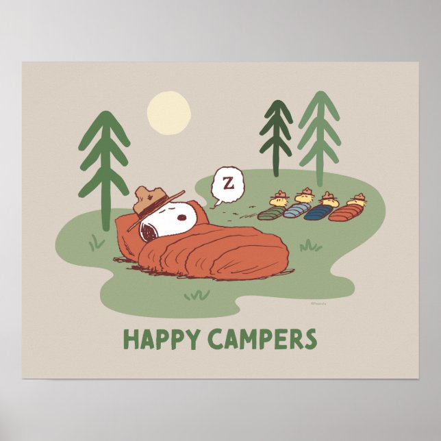 Poster cacahuètes | Campeurs de couchage Snoopy & Woodsto (Devant)