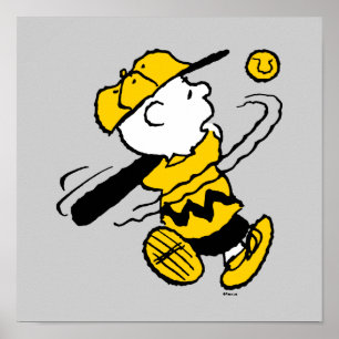Poster cacahuètes   Charlie Brown à Bat