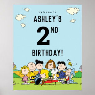 Poster cacahuètes Charlie Brown et Gang Anniversaire