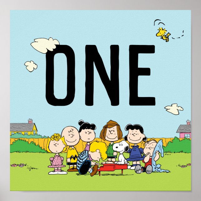 Poster cacahuètes | Charlie Brown et Gang Anniversaire -  (Devant)