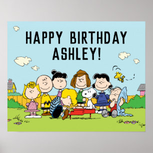 Poster cacahuètes   Charlie Brown et Gang Anniversaire
