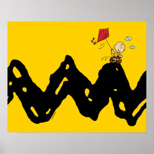 Poster cacahuètes Charlie Brown volant Kite