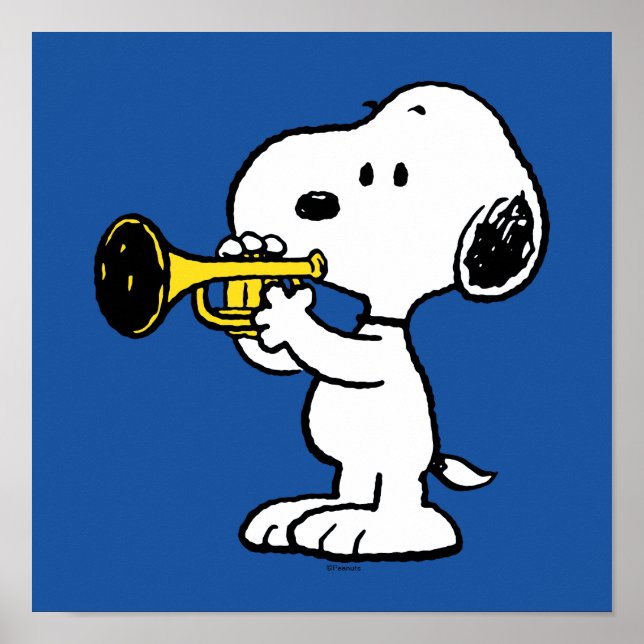 Poster cacahuètes | Joueur de trompette Snoopy (Devant)