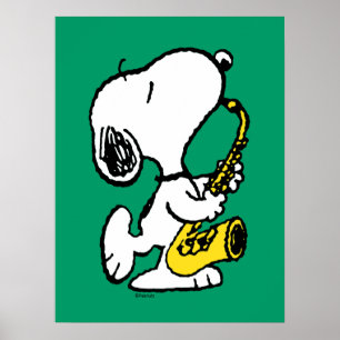 Poster cacahuètes   Lecteur Snoopy Saxophone