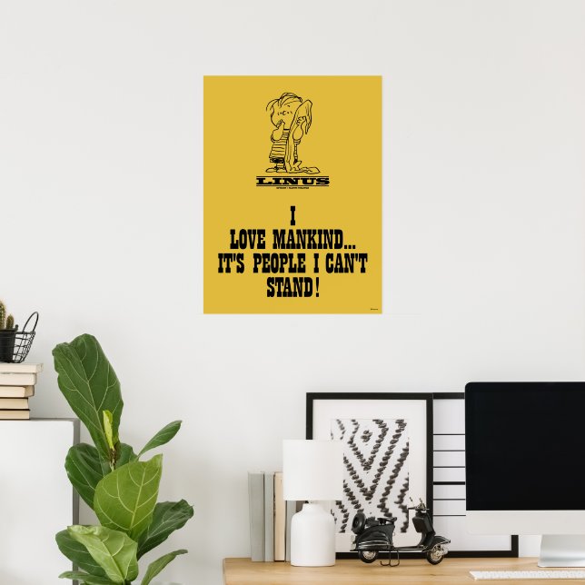 Poster cacahuètes | Linus aime l'humanité (Bureau à domicile)