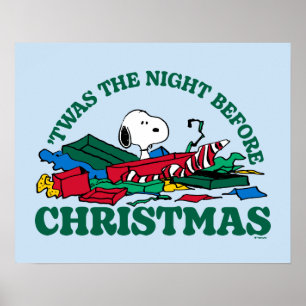 Poster cacahuètes   Snoopy 'C'était la nuit avant Noël