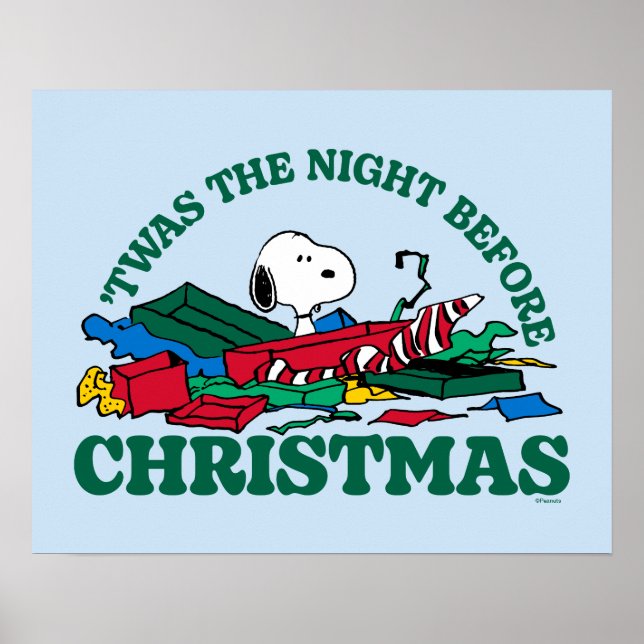 Poster cacahuètes | Snoopy 'C'était la nuit avant Noël (Devant)