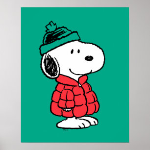 Poster cacahuètes   Snoopy Chat d'hiver et Casquette