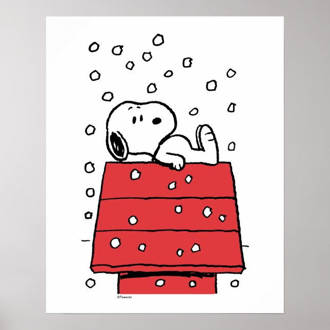 Poster cacahuètes | Snoopy Doghouse Snowflakes (Devant)