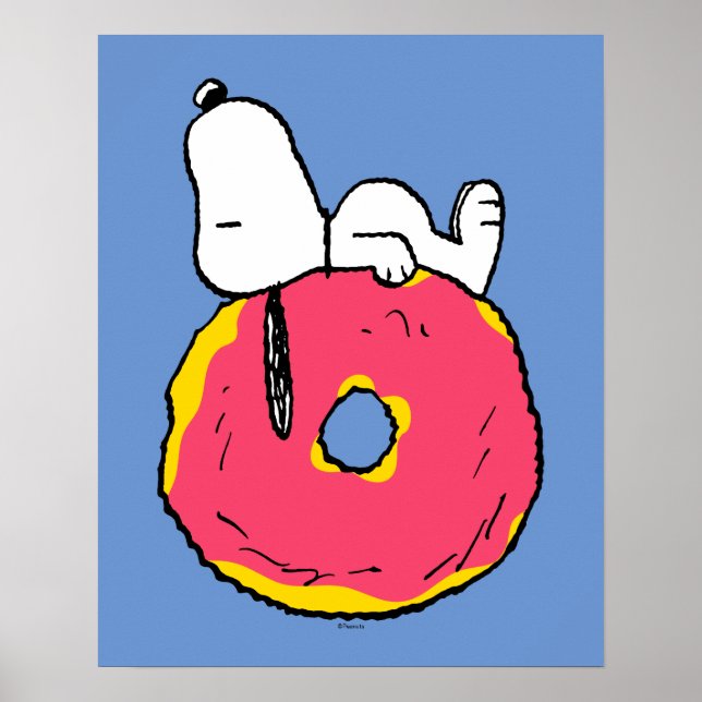 Poster cacahuètes | Snoopy Donut rose (Devant)
