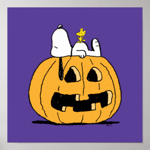 Poster cacahuètes Snoopy et Woodstock Jack-O-Lantern