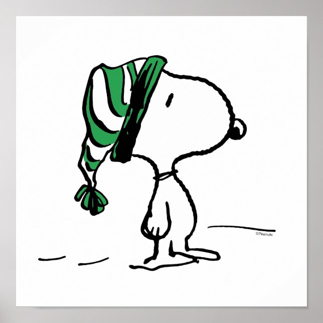 Poster cacahuètes | Snoopy Green Casquette de neige (Devant)