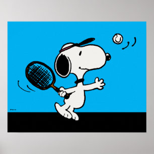 Poster cacahuètes   Snoopy Joue Au Tennis