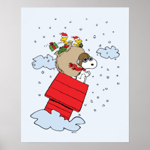 Poster cacahuètes   Snoopy l'As Volant à Noël