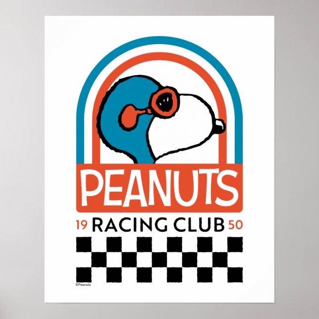 Poster cacahuètes | Snoopy Racing Club (Devant)