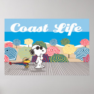 Poster cacahuètes   Snoopy & Woodstock Coast Life