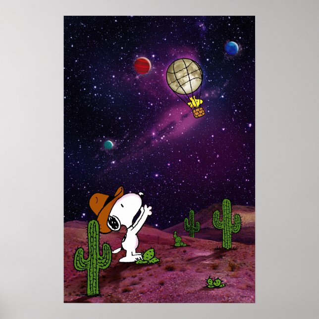 Poster cacahuètes | Snoopy & Woodstock Cowboy (Devant)